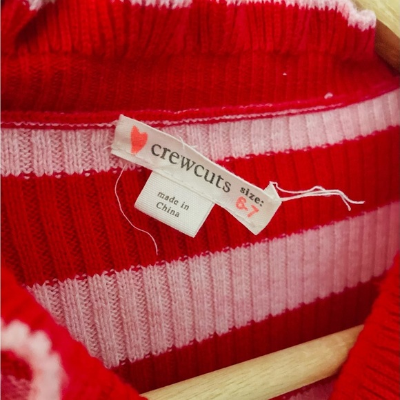 J. Crew Crewcuts Red & Blush Ruffle Turtleneck Ribbed Sweater - Picture 2 of 6